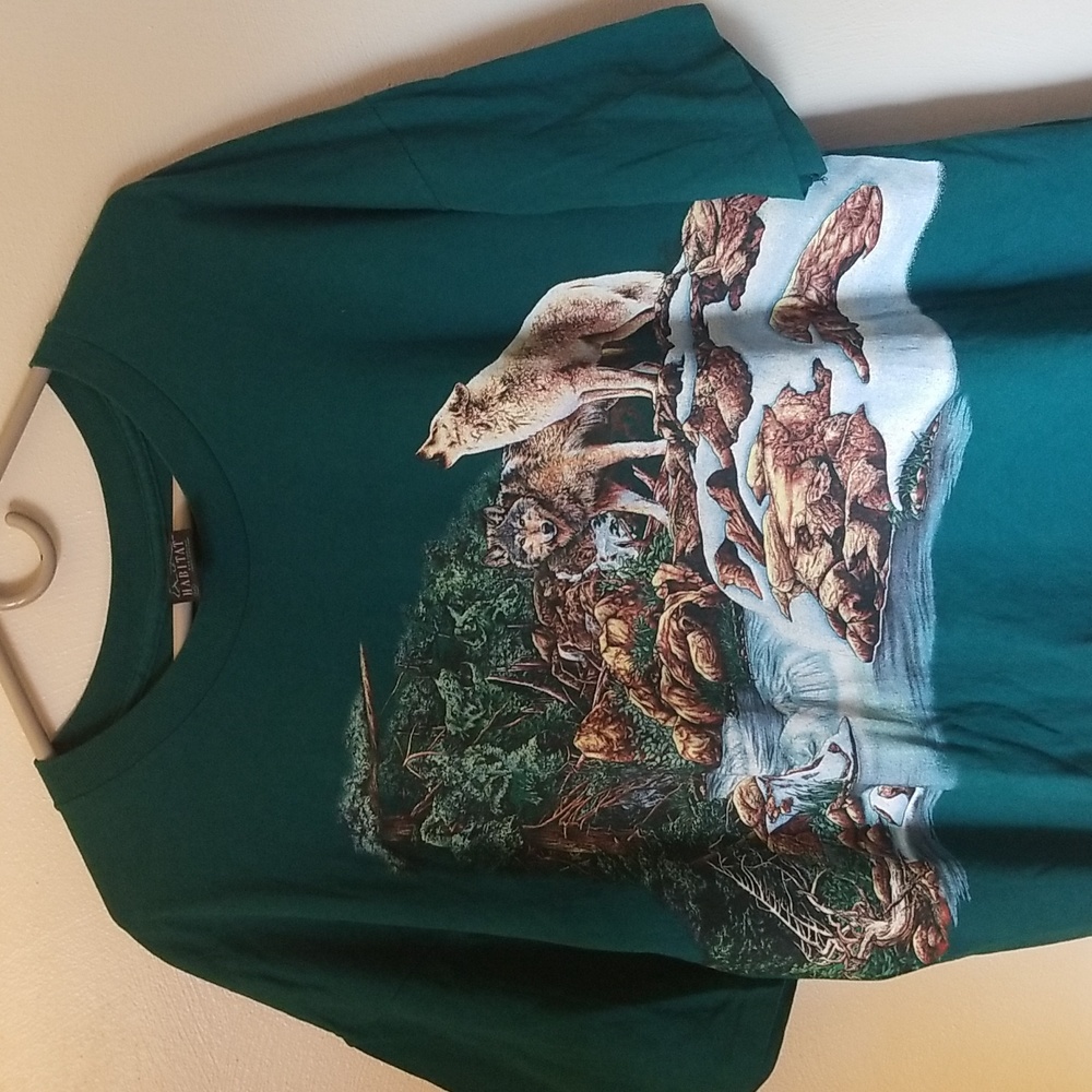 1994 Habitat Nature Wolf Wilderness River All Over Print XX LARGE T-Shirt. - Picture 2 of 6